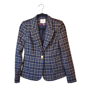 Court & Rowe Women's Blue Plaid Single Button Blazer Size 0